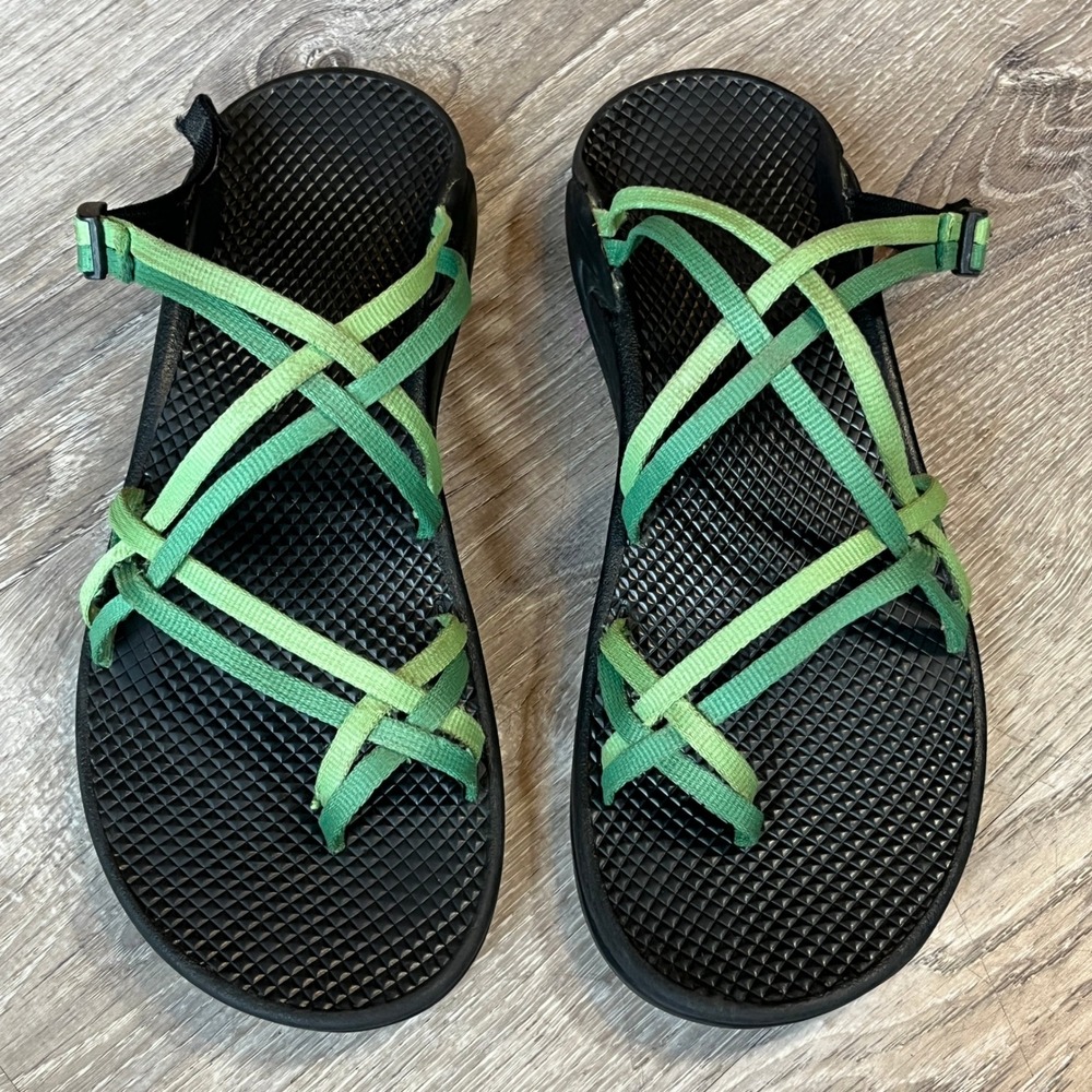 Chaco Z/Cloud 2 Green Strappy Slides Toe Loop Hiking Sandals Womens 10 J101676
